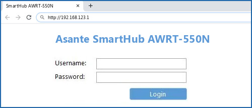 Asante SmartHub AWRT-550N router default login