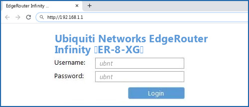 Ubiquiti Networks EdgeRouter Infinity (ER-8-XG) router default login