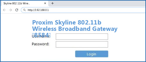 Proxim Skyline 802.11b Wireless Broadband Gateway (8584) router default login