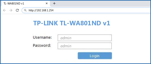 TP-LINK TL-WA801ND v1 router default login