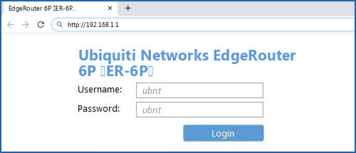 Ubiquiti Networks EdgeRouter 6P (ER-6P) router default login