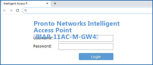 Pronto Networks Intelligent Access Point (PIAP-11AC-M-GW4) router default login