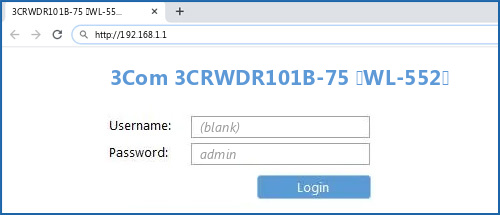 3Com 3CRWDR101B-75 (WL-552) router default login