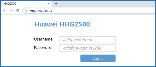 Huawei HHG2500 router default login