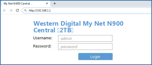 Western Digital My Net N900 Central (2TB) router default login