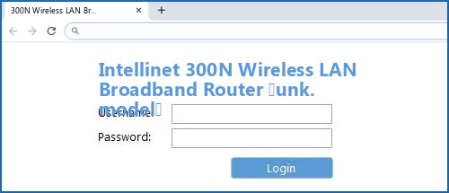 Intellinet 300N Wireless LAN Broadband Router (unk. model) router default login