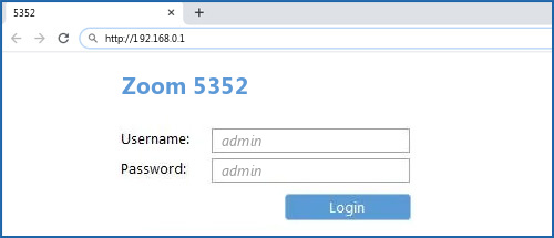Zoom 5352 router default login