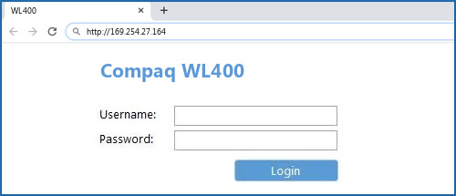 Compaq WL400 router default login