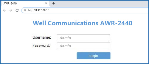 Well Communications AWR-2440 router default login