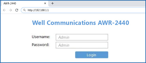 Well Communications AWR-2440 router default login