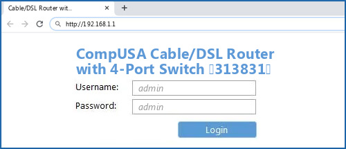 CompUSA Cable/DSL Router with 4-Port Switch (313831) router default login