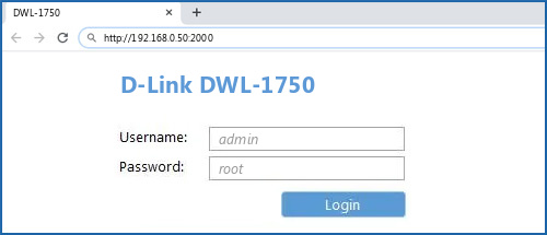 D-Link DWL-1750 router default login