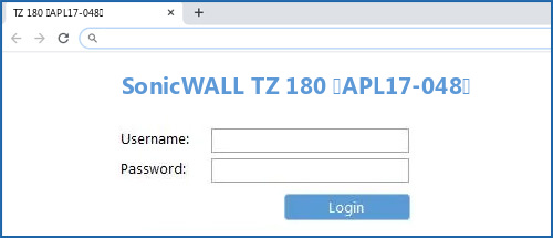 SonicWALL TZ 180 (APL17-048) router default login