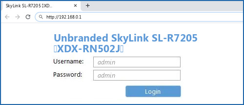 Unbranded SkyLink SL-R7205 (XDX-RN502J) router default login