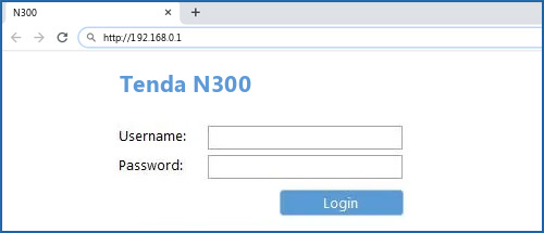 Tenda N300 router default login