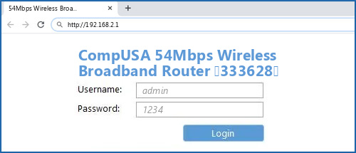 CompUSA 54Mbps Wireless Broadband Router (333628) router default login