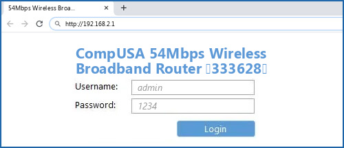 CompUSA 54Mbps Wireless Broadband Router (333628) router default login