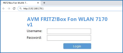 AVM FRITZ!Box Fon WLAN 7170 v1 router default login