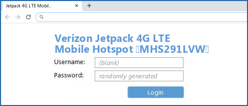 Verizon Jetpack 4G LTE Mobile Hotspot (MHS291LVW) router default login