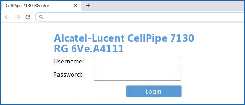 Alcatel-Lucent CellPipe 7130 RG 6Ve.A4111 router default login