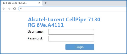 Alcatel-Lucent CellPipe 7130 RG 6Ve.A4111 router default login