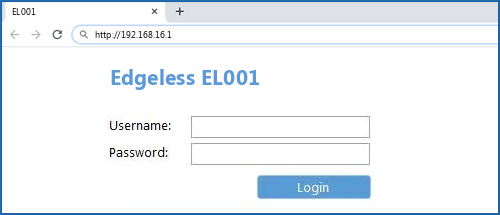 Edgeless EL001 router default login