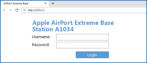 Apple AirPort Extreme Base Station A1034 router default login