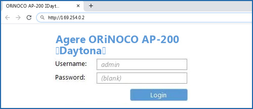 Agere ORiNOCO AP-200 (Daytona) router default login