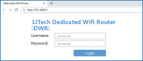 3JTech Dedicated Wifi Router (DWR) router default login