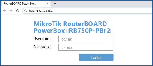 MikroTik RouterBOARD PowerBox (RB750P-PBr2) router default login