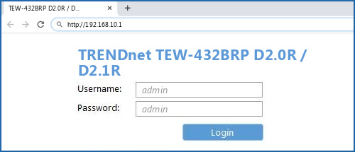 TRENDnet TEW-432BRP D2.0R / D2.1R router default login