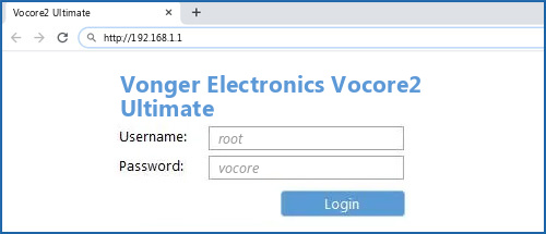 Vonger Electronics Vocore2 Ultimate router default login
