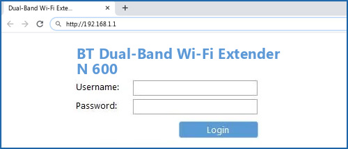 BT Dual-Band Wi-Fi Extender N 600 router default login