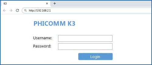 PHICOMM K3 router default login