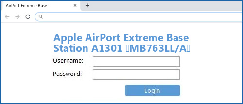Apple AirPort Extreme Base Station A1301 (MB763LL/A) router default login