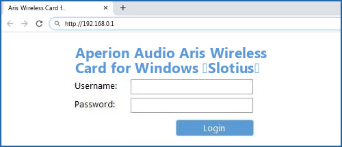 Aperion Audio Aris Wireless Card for Windows (Slotius) router default login