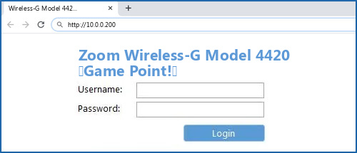 Zoom Wireless-G Model 4420 (Game Point!) router default login