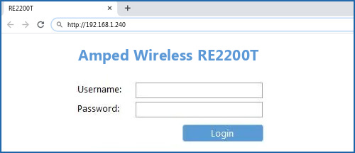 Amped Wireless RE2200T router default login