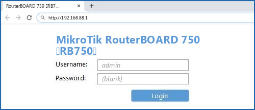 MikroTik RouterBOARD 750 (RB750) router default login