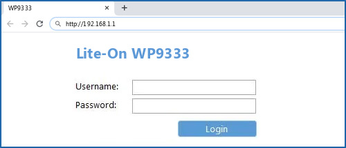 Lite-On WP9333 router default login