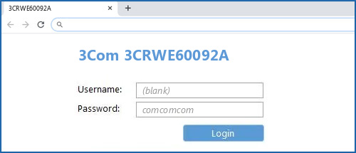 3Com 3CRWE60092A router default login