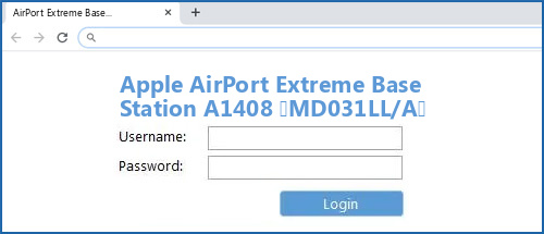 Apple AirPort Extreme Base Station A1408 (MD031LL/A) router default login