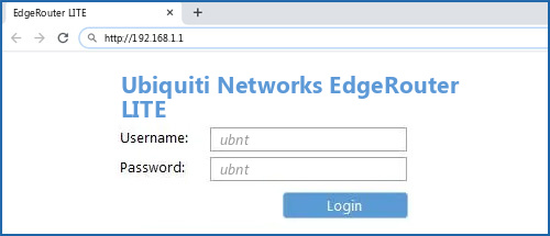 Ubiquiti Networks EdgeRouter LITE router default login