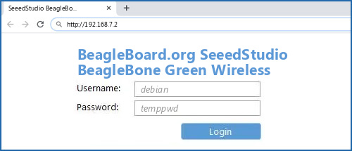 BeagleBoard.org SeeedStudio BeagleBone Green Wireless router default login