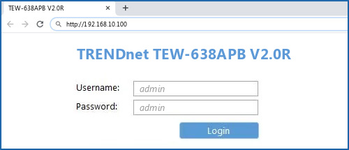 TRENDnet TEW-638APB V2.0R router default login