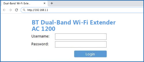 BT Dual-Band Wi-Fi Extender AC 1200 router default login