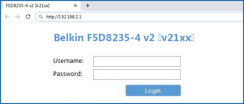 Belkin F5D8235-4 v2 (v21xx) router default login