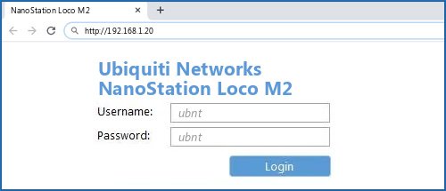 Ubiquiti Networks NanoStation Loco M2 router default login