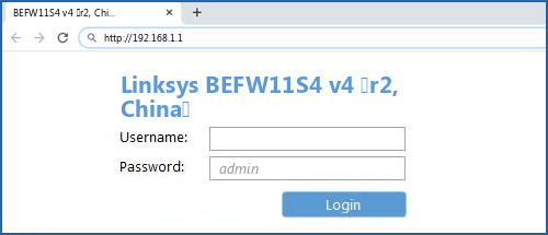 Linksys BEFW11S4 v4 (r2, China) router default login