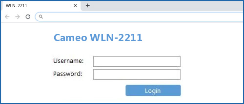 Cameo WLN-2211 router default login